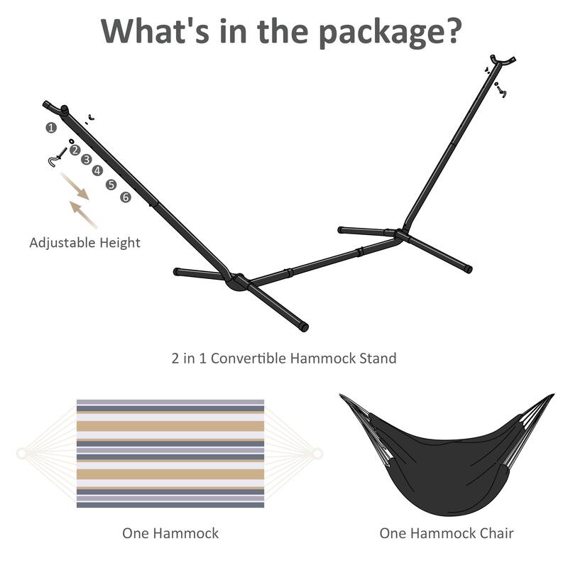 10.7 ft. 2-Person Brazilian-Style hammock with Stand - Convertible