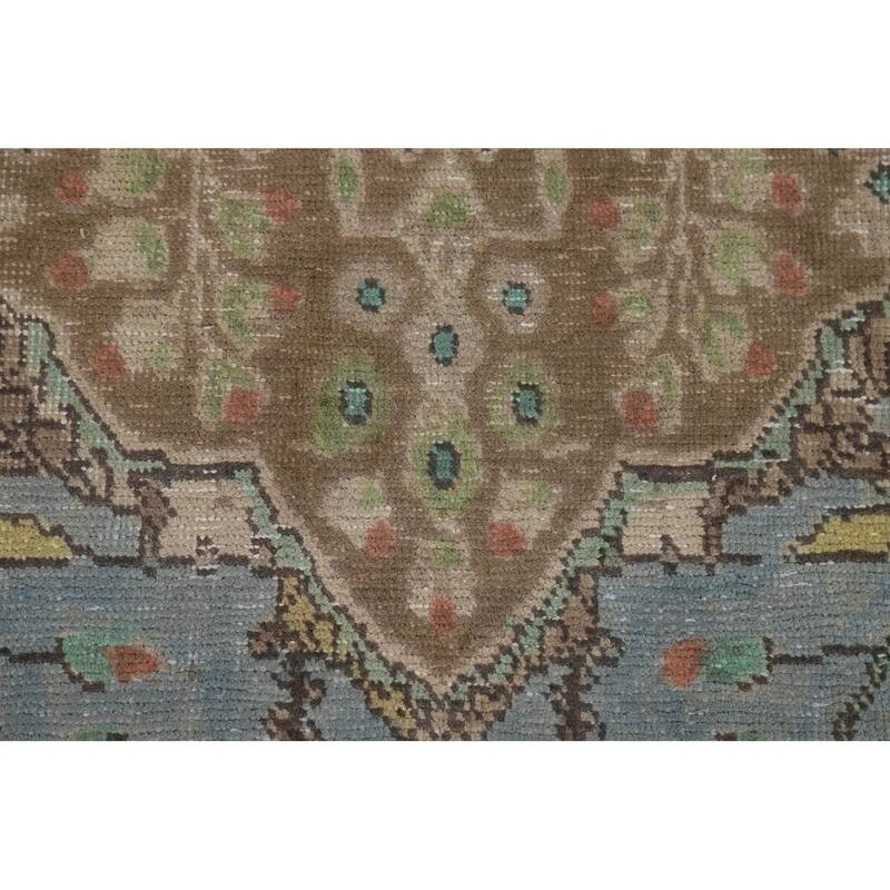 Light Blue Floral Tabriz Persian Rug Oriental Handmade Wool Carpet - 6'7"x 9'2"