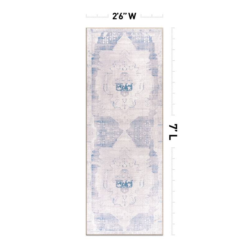 World Rug Gallery Vintage Medallion Machine Washable Non Slip Area Rug