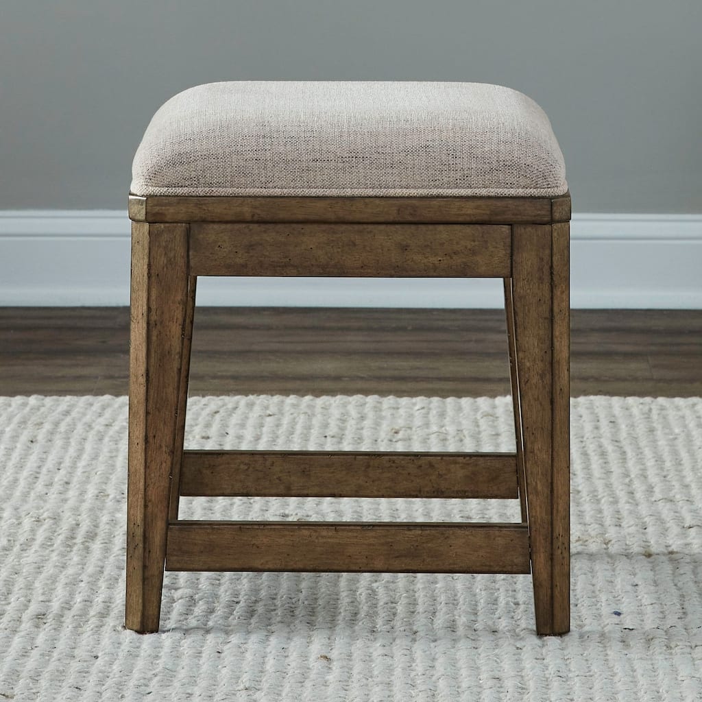 Liberty Furniture Carolina Park Upholstered Console Stool - Width 17" x Depth 17" x Height 19"