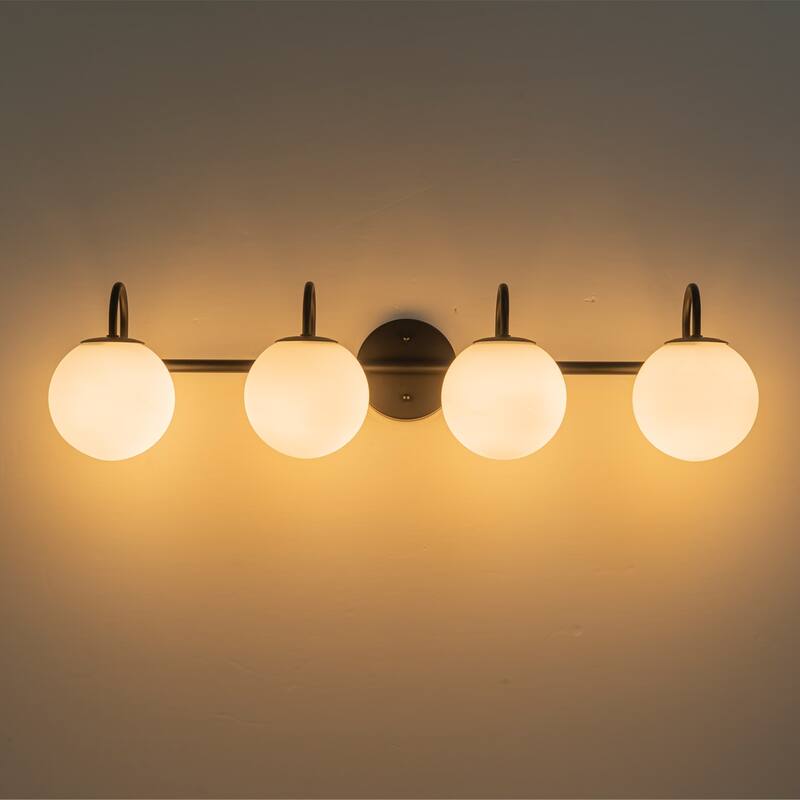 3/4-Light Dimmable Modern Bathroom Light Fixture with Frosted Glass