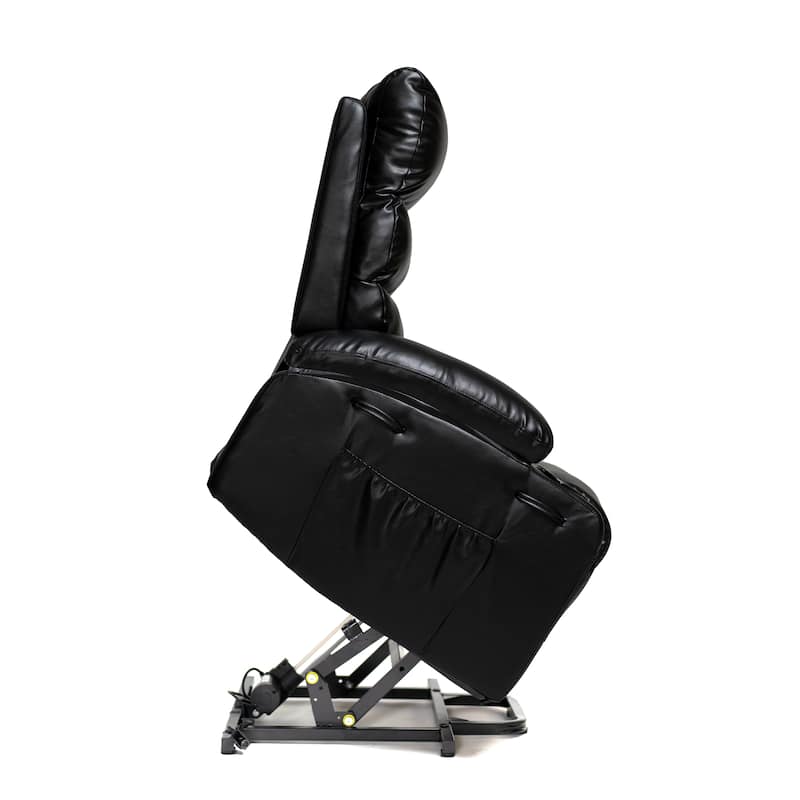21"W Large Size Electric Power Lift Recliner,8 Point Vibration Massage And Lumber Heat,Remote Control,Side Pockets,Cup Holders