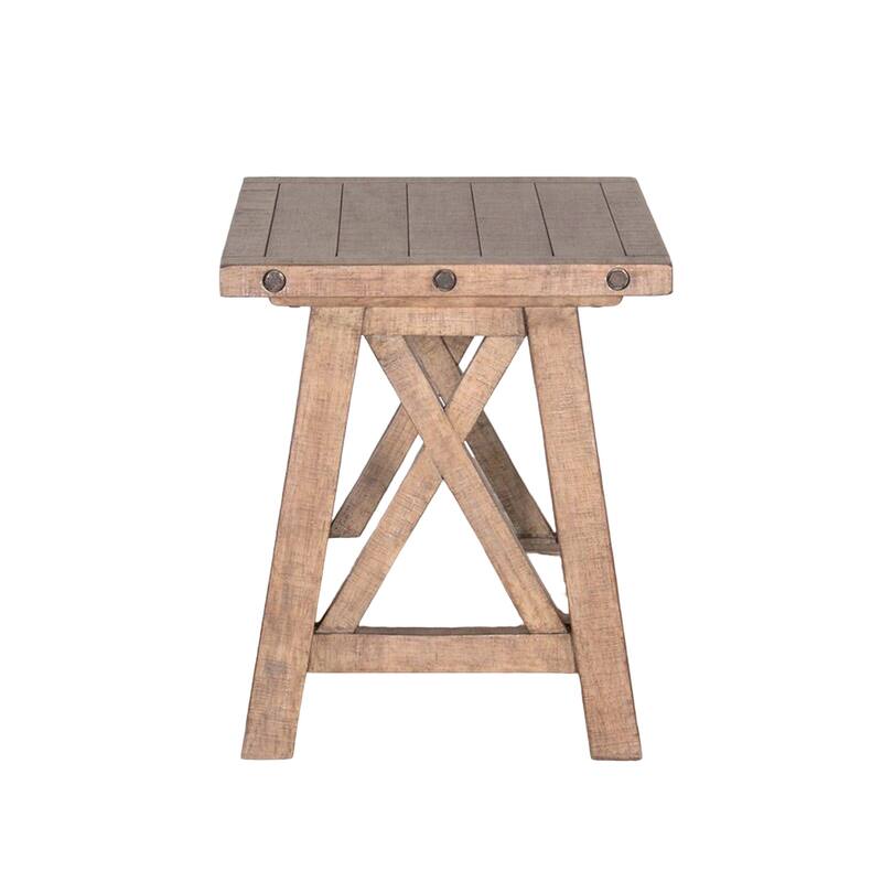 Anva End Table, Light Brown Mahogany, Shelf, Rectangular 24 Inch