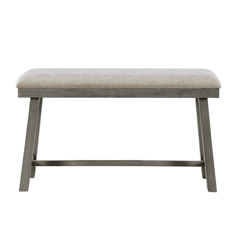 Light Gray Finish Counter Height Bench Foam Cushioned Seat Industrial Design Kitchen Dining Furniture 1pc