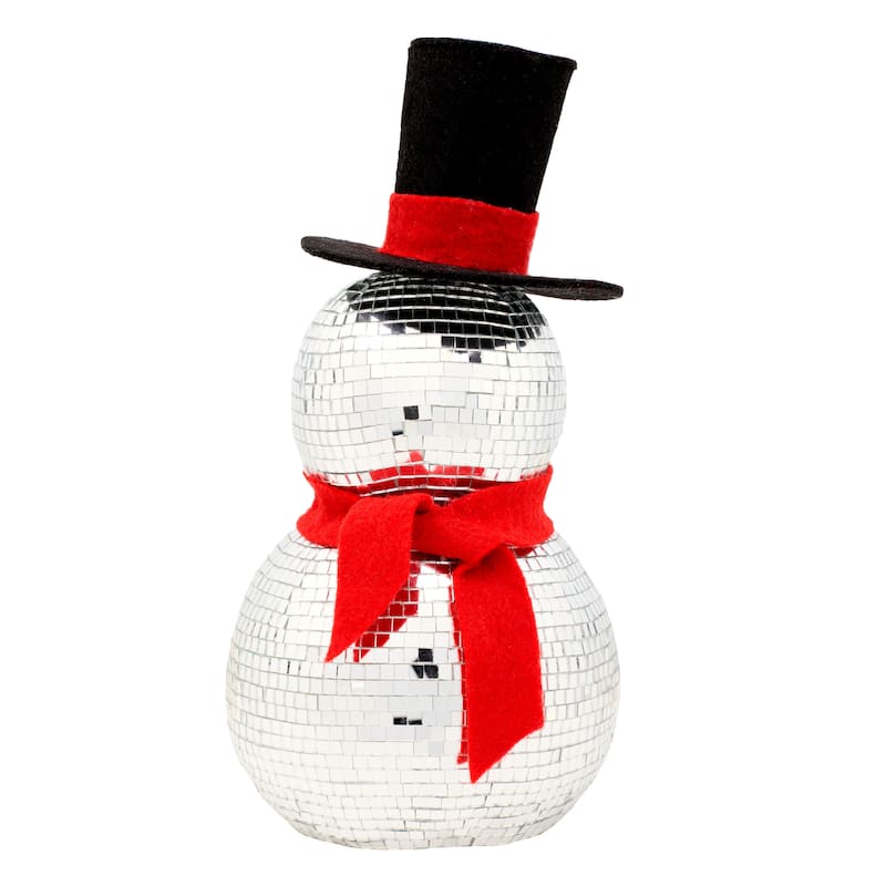 National Tree Company 12 in. Disco Snowman with Red Scarf - 12 in - Red - Polyester/Plastic
