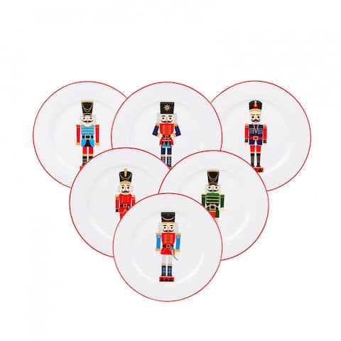 Karaca 7.5" Nutcrackers Porcelain Dessert Set of 6 Plates