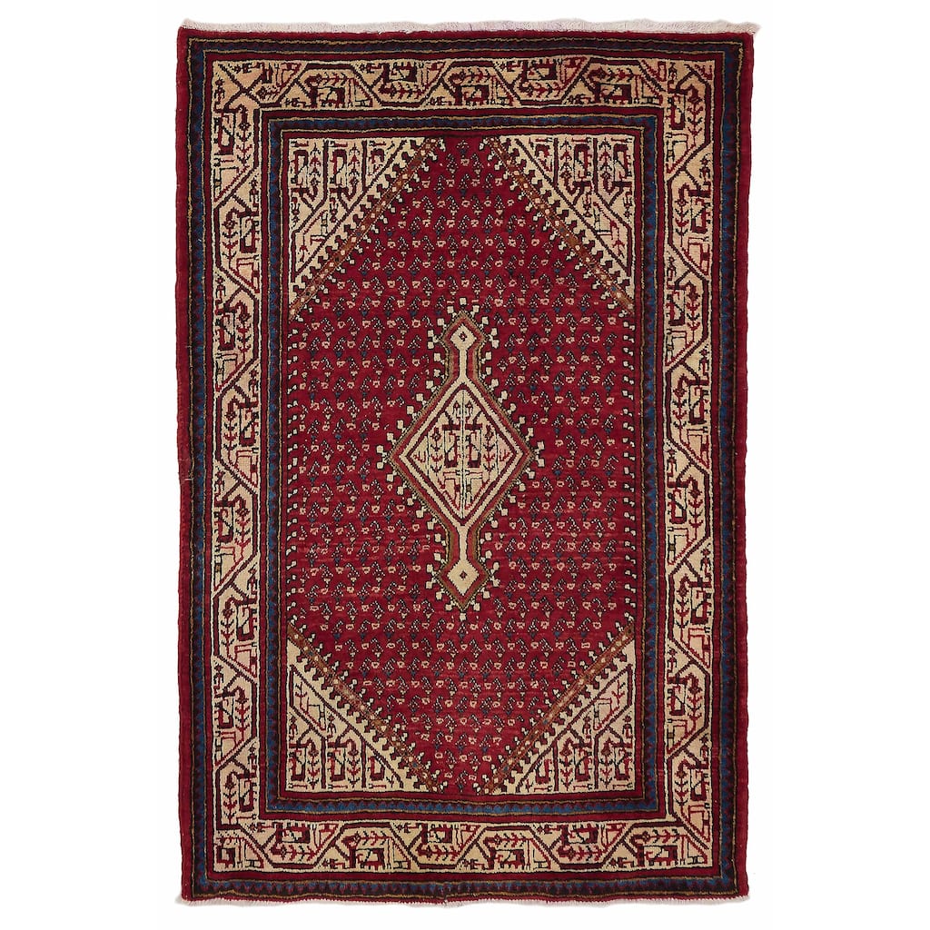 ECARPETGALLERY Hand-knotted Andelz Red Wool Rug - 3'5 x 5'1