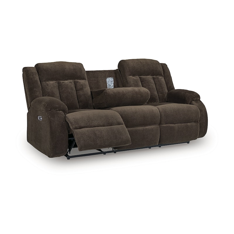 Signature Design by Ashley Free Wake Power Reclining Sofa with Drop Down Table - 85"W x 40"D x 41"H