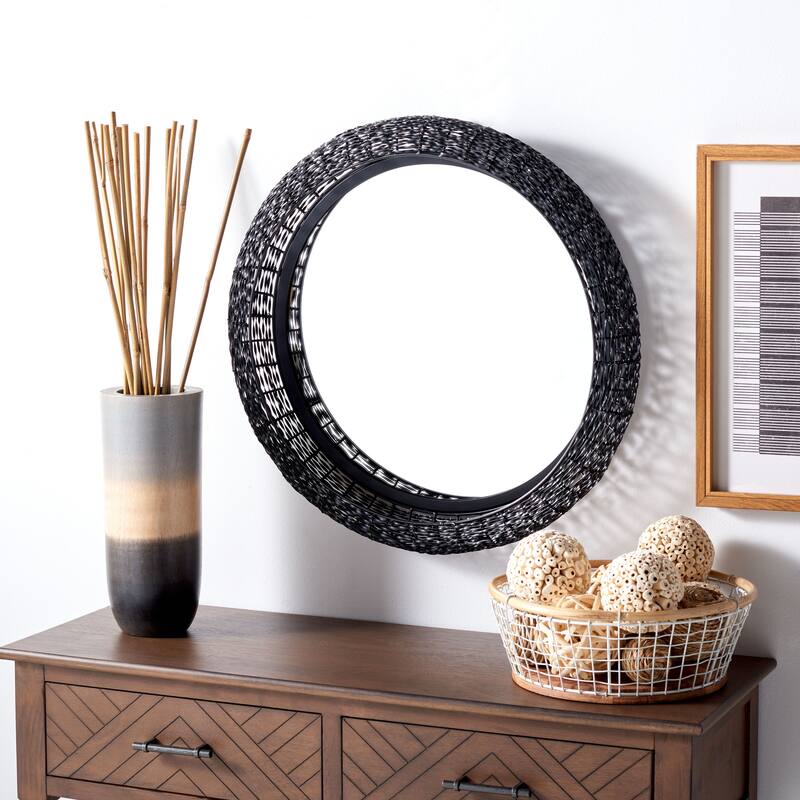 SAFAVIEH China 22-inch Round Black Matte Mirror - 21.5" W x 4" D x 21.5" H - 22Wx4Dx22H