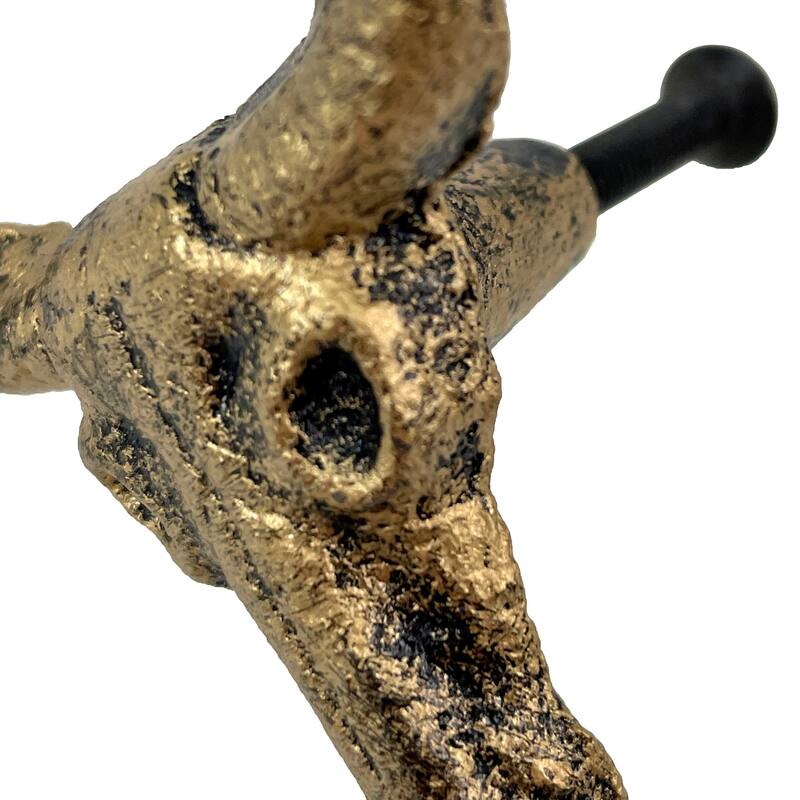 Set Of 6 Gold Cast Iron Steer Skull Drawer Pulls - Western Home Decor - 2 X 2 X 1.25 inches