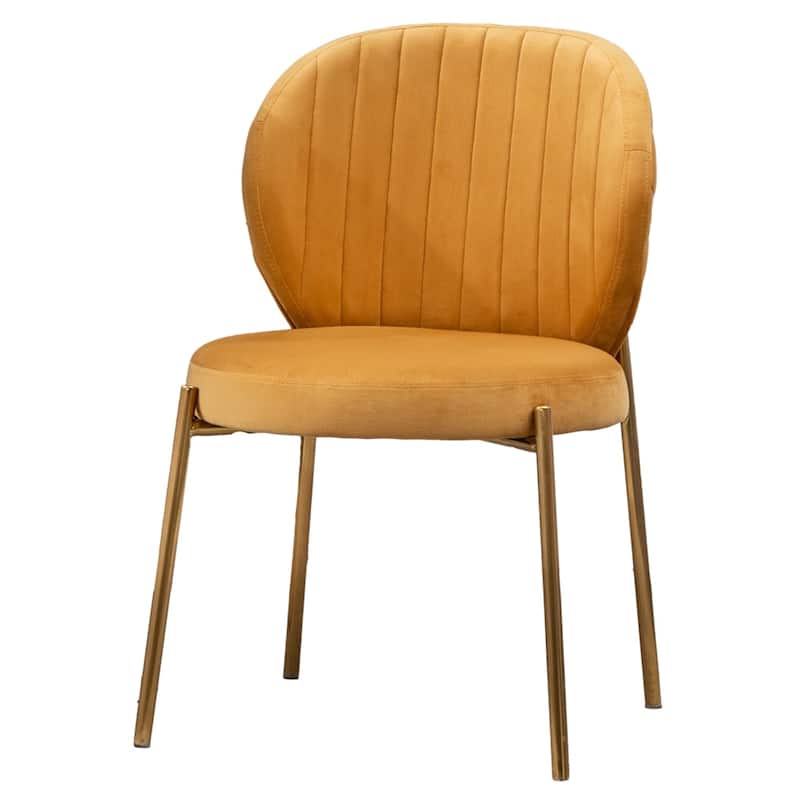 Contemporary Velvet Upholstery Dining Chair - Yellow