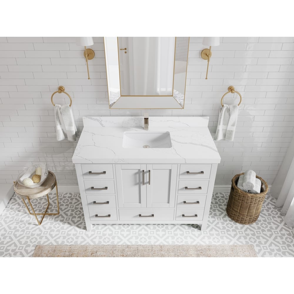 Willow Collection 48 in. W x 22 in. D Malibu Single Sink Bathroom Vanity with Countertop