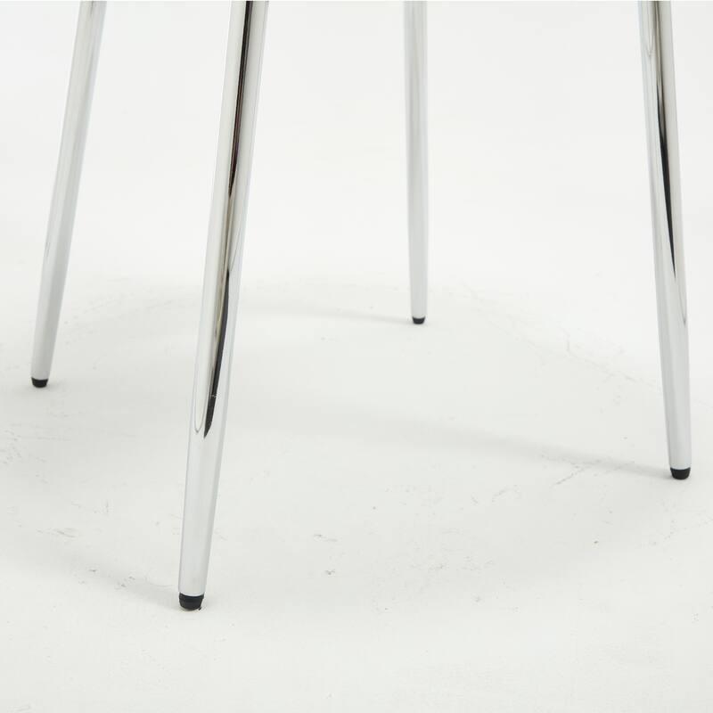 Modern Design Chair Back Hollow, 21.6-inch Enlarged Seat Surface With Silver Legs, Set of 2, Velvet Fabric