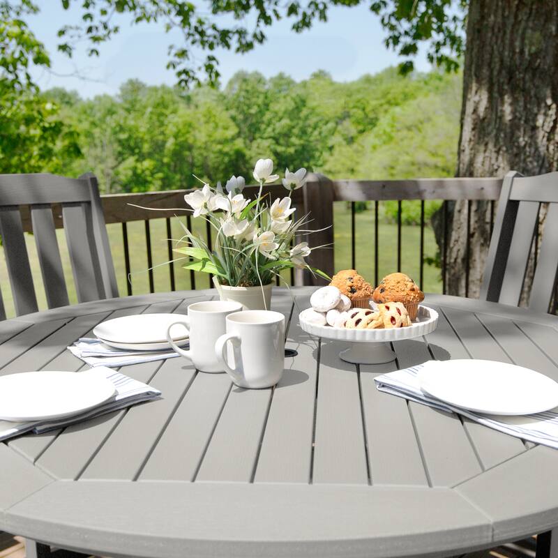 Lehigh 5-piece Outdoor Dining Set - 48" Round Table, Counter-height