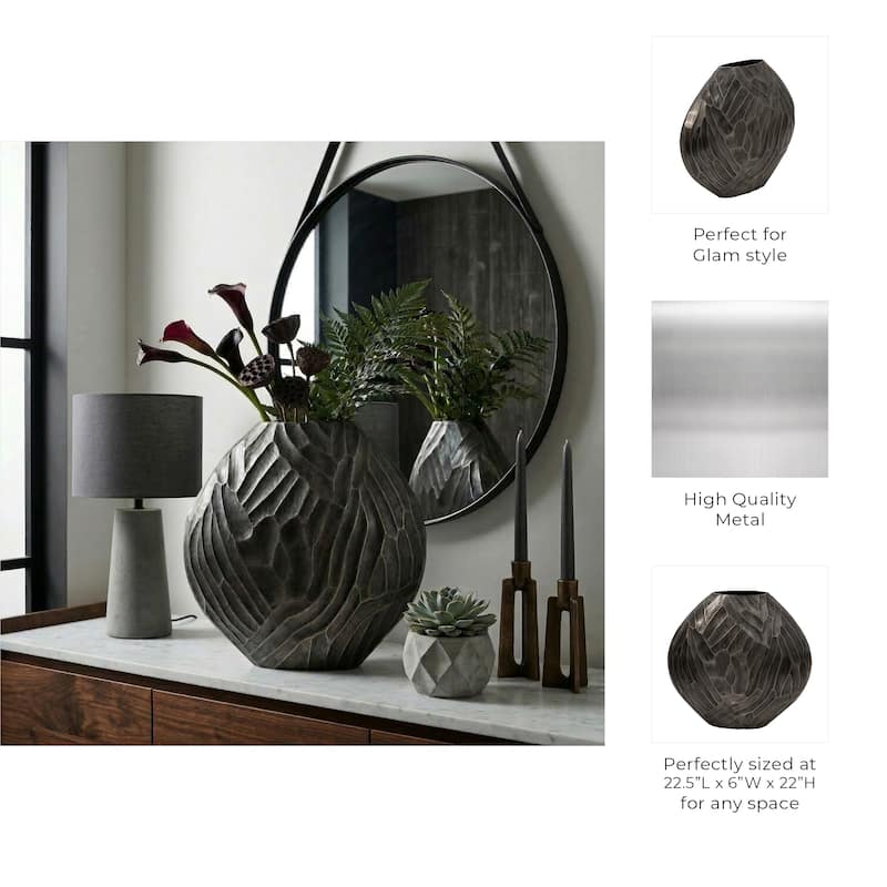 Modern Round Metal Table Vase - Flower Vase