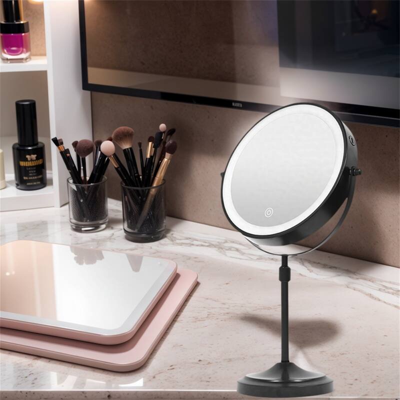 9" Lighted Makeup Double Sided 1X/10 Magnification Mirror and 3 Lighting