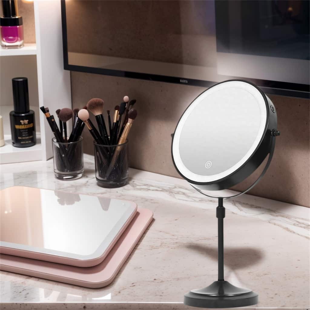 9" Lighted Makeup Double Sided 1X/10 Magnification Mirror and 3 Lighting
