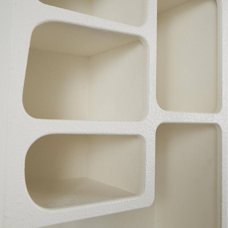 Wooden 5 Shelf Geometric Room Wall Shelf with Block Shapes - Black or Cream