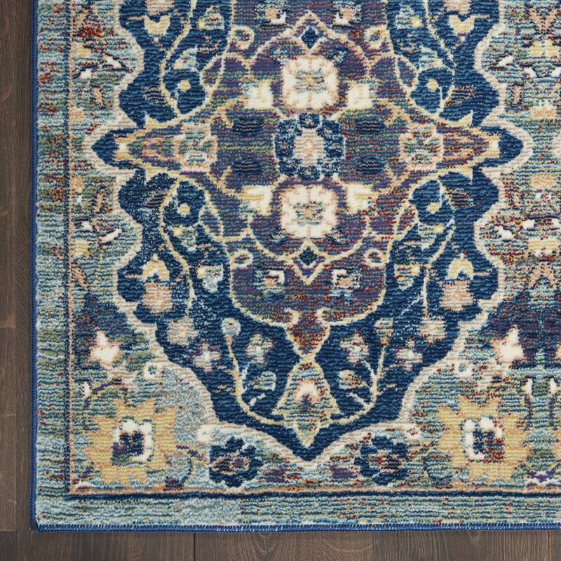 Power Loomed Distressed Floral Traditional Non Skid Area Rug - 118' X '94' X '0.5