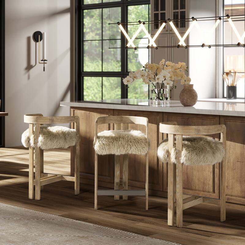 Low Back Genuine Fur Counter Stool