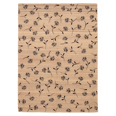 ECARPETGALLERY Flat-Weave Ankara FW Khaki Silk, Wool Kilim - 7'0 x 9'3