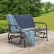 preview thumbnail 10 of 18, Outdoor Love-Seat Rocking Bench, Patio Glider, Textilene Fabric Blue