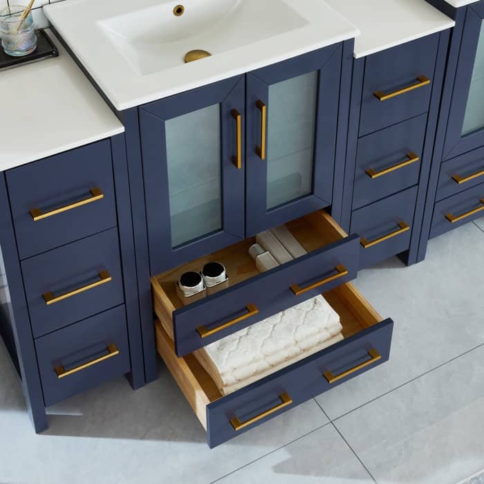 Vanity Art 72 in. Double Sink Bathroom Vanity with Top and Mirrors - 72 X 18.1 X 35.8