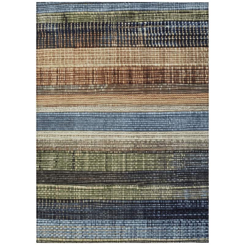 HomeRoots Striped Transitional Rectangle Outdoor Rug