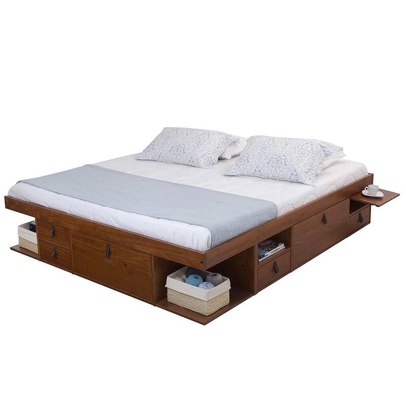 Copper Grove Rivne Storage Platform Bed with Drawers and Shelves - Caramel - King