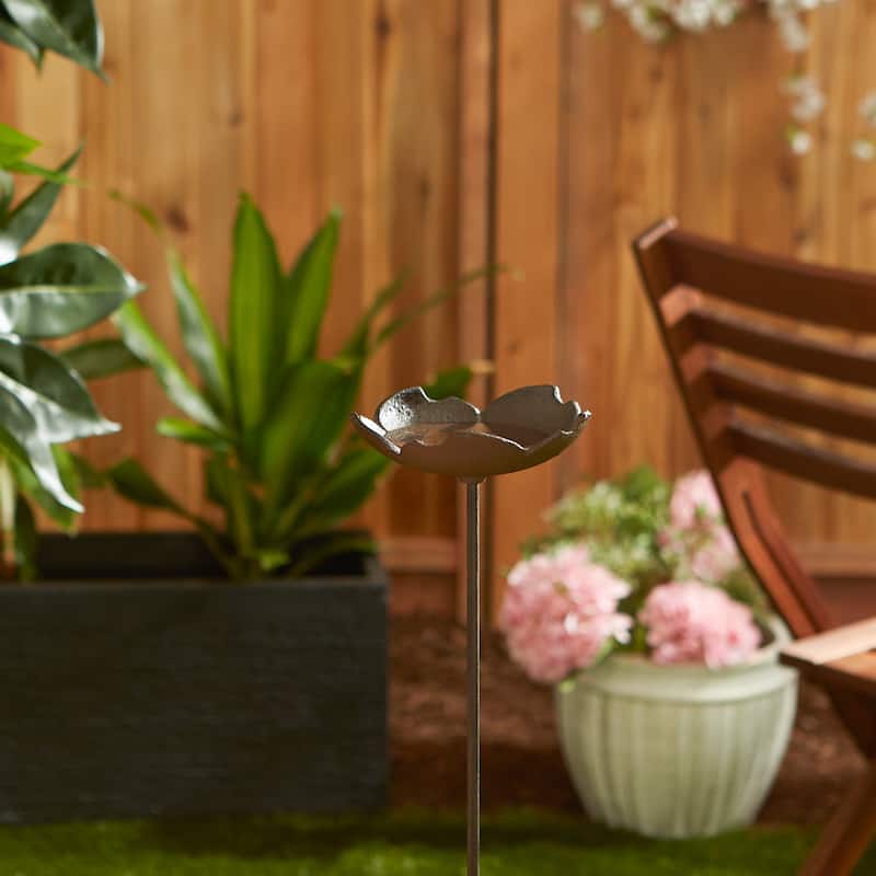 Bird Nesting On Shovel Birdbath