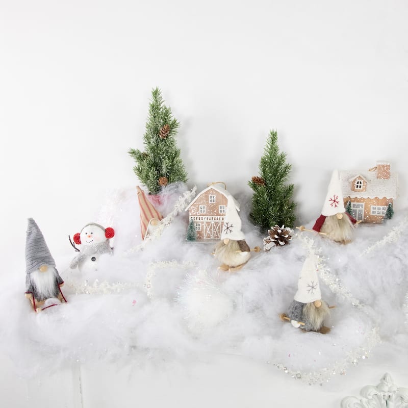 Set of 3 Wooden Gnomes Christmas Ornaments 4"