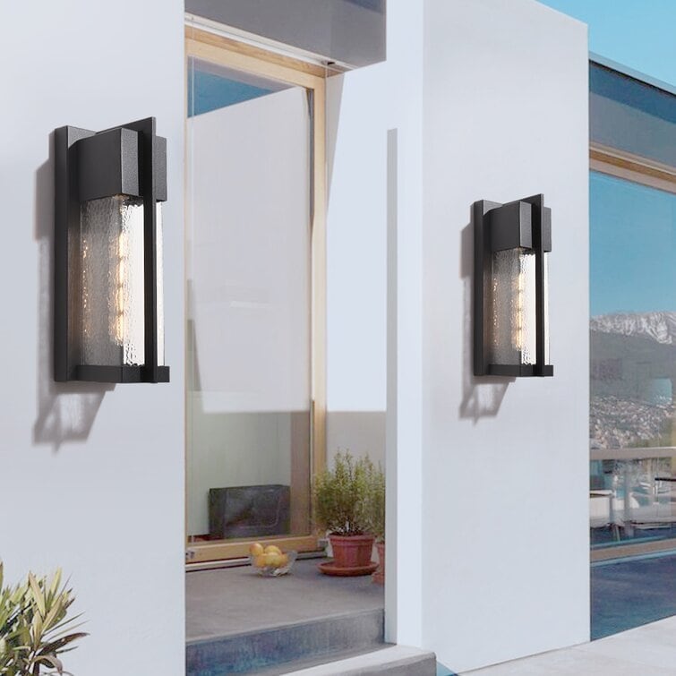 Maxax Black/Sand Black 13'' H Water Glass Outdoor Flush Mount with Dusk to Dawn (Set of 2)
