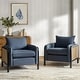 preview thumbnail 4 of 13, Abeline 32.75"W Coastal-Style Upholstered Armchair with Solid Wood Legs and Cushions Set of 2 by HULALA HOME Navy