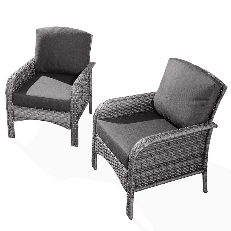 HOOOWOOO 2-piece Wicker Rattan Outdoor Patio Furniture Chair Set