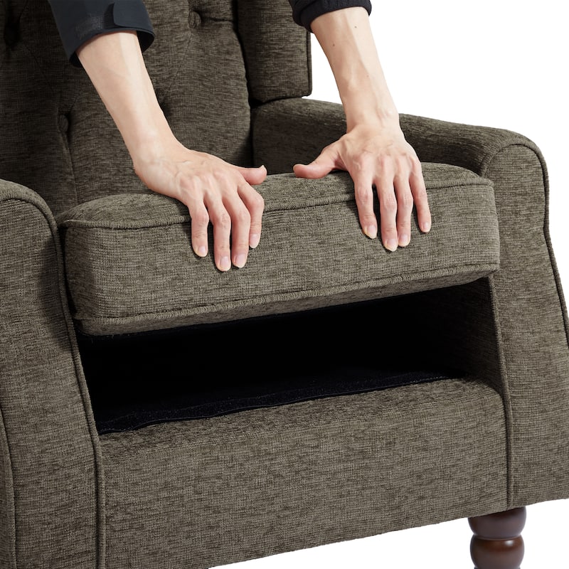 Button Tufted Wingback Accent Chair Upholstered Armchair