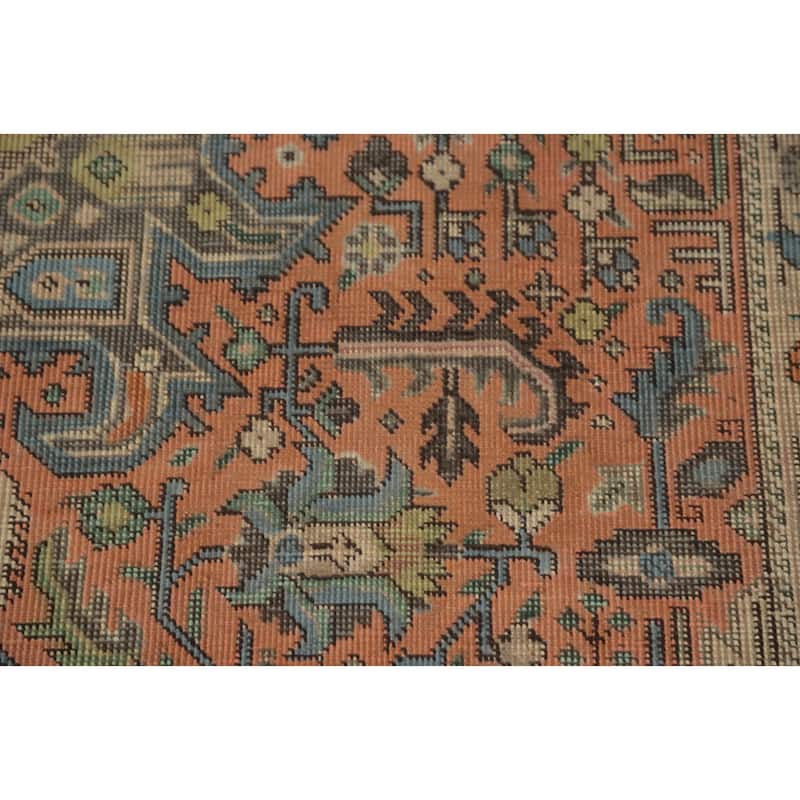 Hand Knotted Oriental 100% Wool Carpet Traditional Floral Peach Tabriz Area Rug - 9' 6'' X 6' 6''