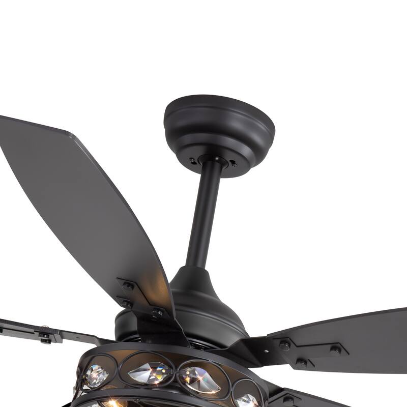 48" Wood 5-Blade Crystal Fandelier Ceiling Fan with Remote and Light