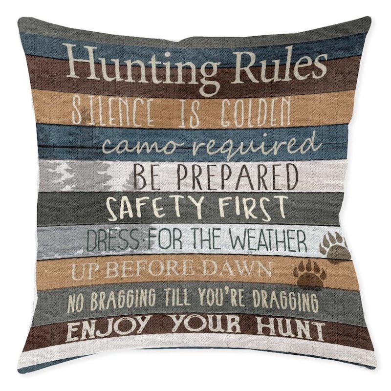 Laural Home Hunting Rules 17" x 18" Woven Decorative Pillow