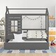 preview thumbnail 10 of 25, Twin House Bed with Trundle & Guardrail Gray