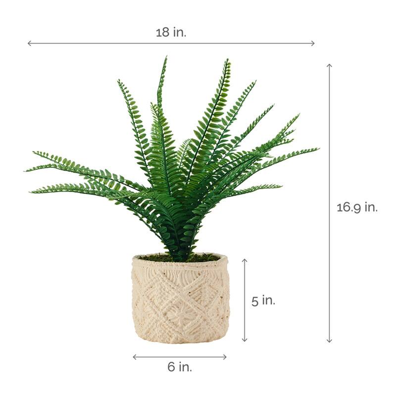 Elements Artificial Fern Greenery in a Beige Etched Pot, 18 Inch - N/A
