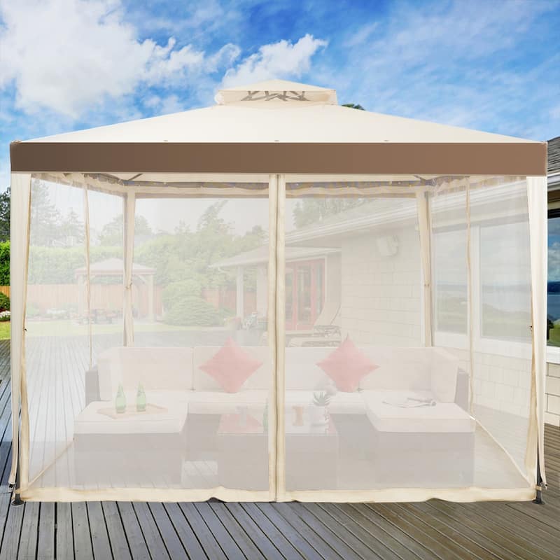10’x 10’ 2-tier Canopy Gazebo Tent Outdoor Netting Picnic Party Sun - See Details