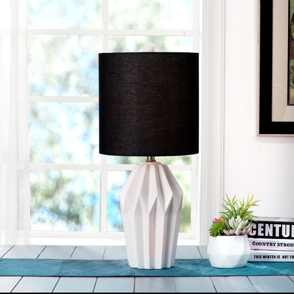 Glitzhome Matte Ceramic Table Lamp w/linen shade. Opens flyout.