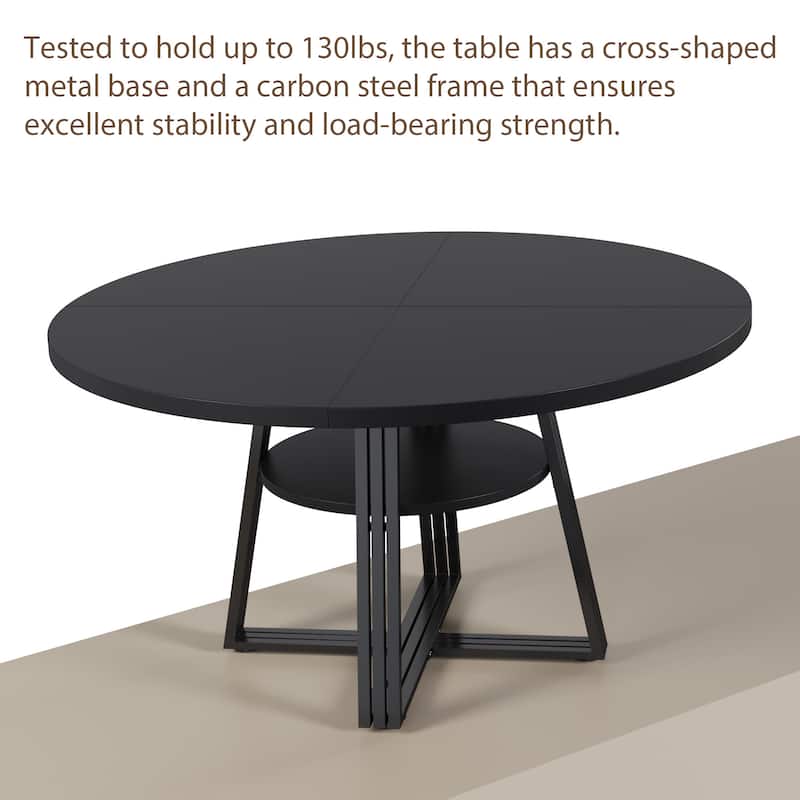 Round Dining Table for 4-6, 42" Farmhouse Kitchen Table