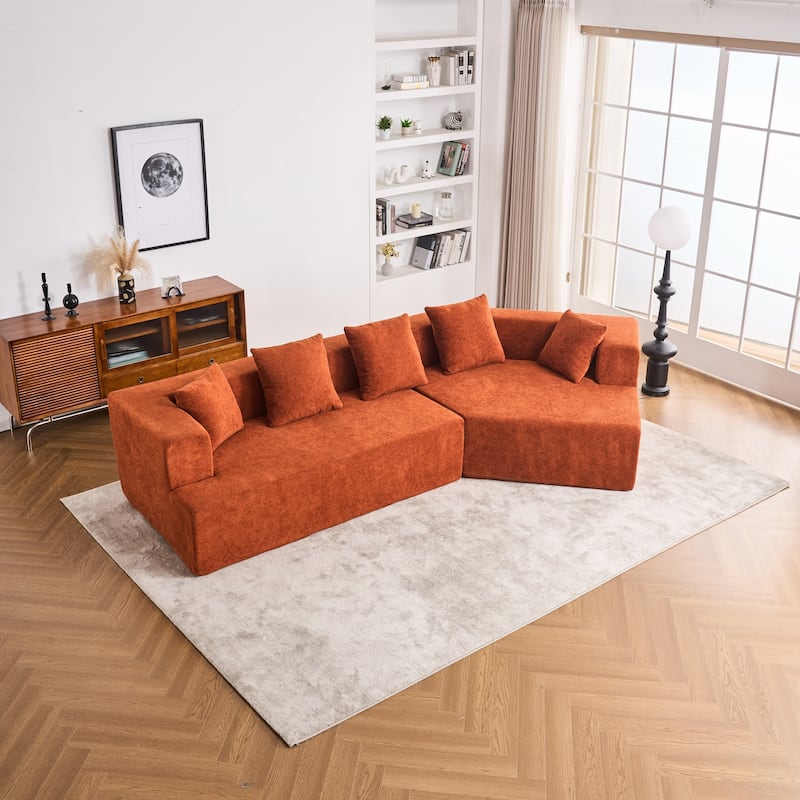 Deep Seat Modern Memory Foam Sofa with Chenille Fabric