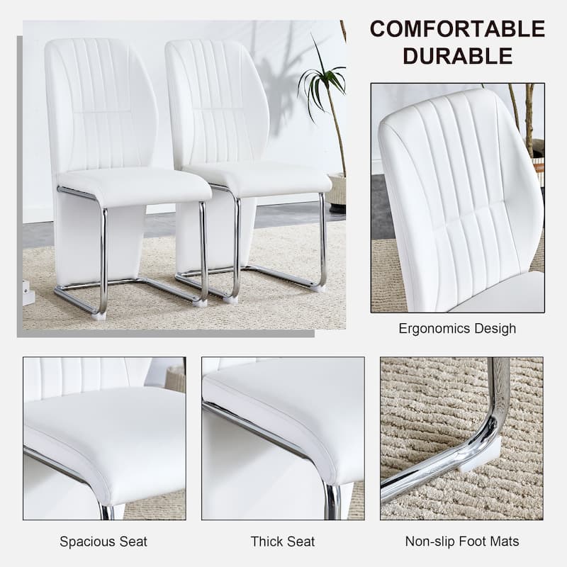 Set of 4 modern minimalist dining chairs in PU material