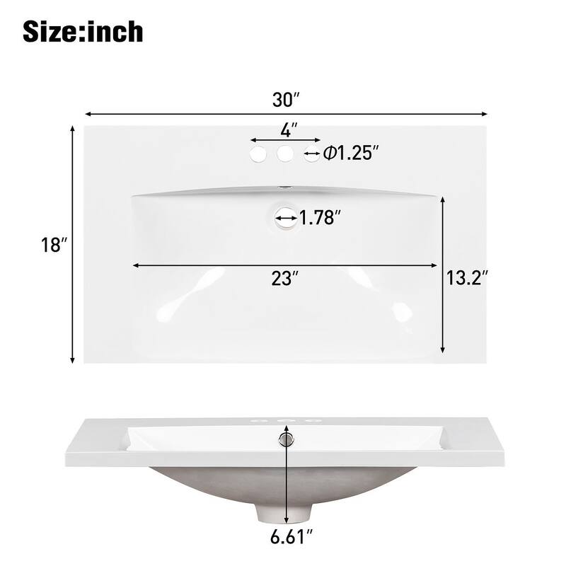 30'' Bathroom Vanity with Top Sink Set, Sink Bathroom Vanity