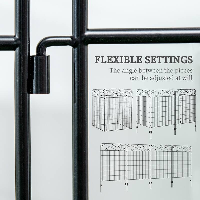 Outsunny Garden Fence, 4 Pack Metal Fence Panels, 11.5', Rust-Resistant Animal Barrier & Decorative Border Flower Edging