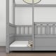 preview thumbnail 36 of 35, Wooden Floor Bed with House Roof Frame and Guardrails