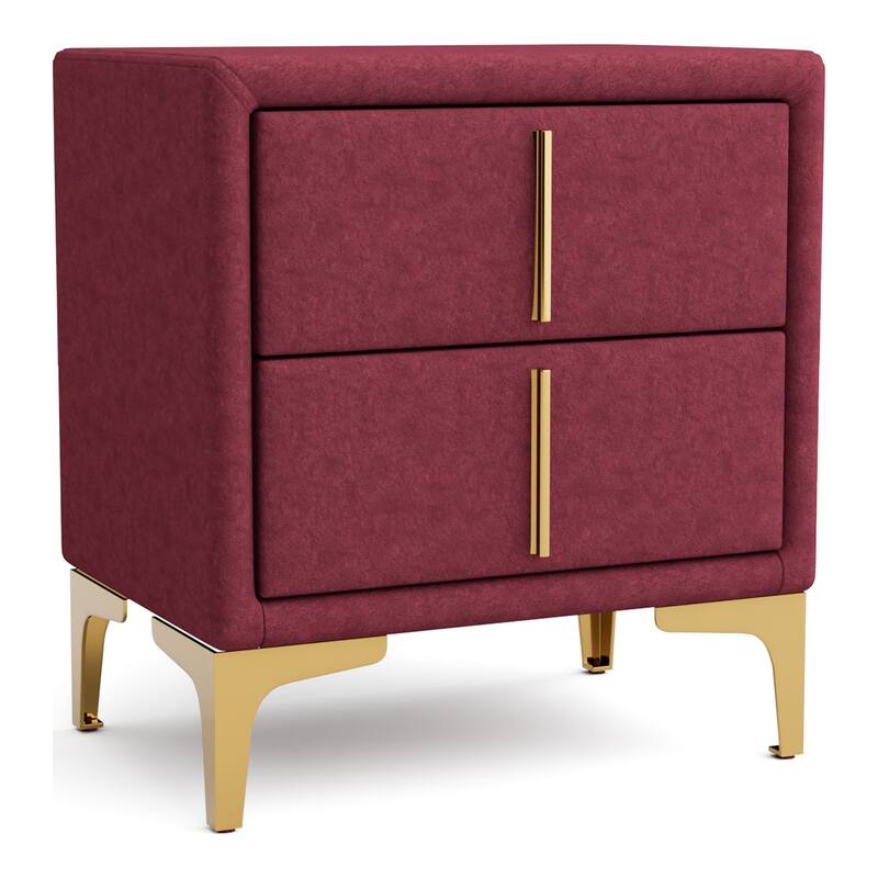 Glim Glam Fabric 2-Drawer Nightstand by Furniture of America