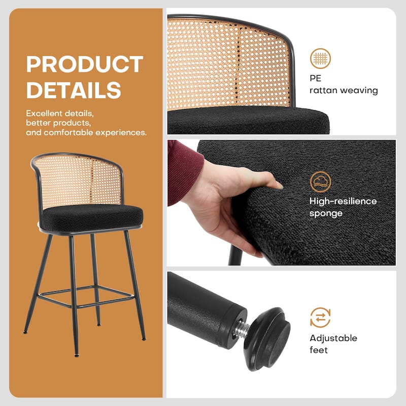 26"/29" Rattan Upholstered Bar Stool /Counter Stools Set of 2/3/4